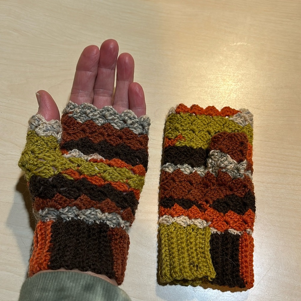 Handmade fingerless mittens